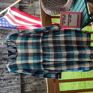 Women's plaid jade dress with criss cross back